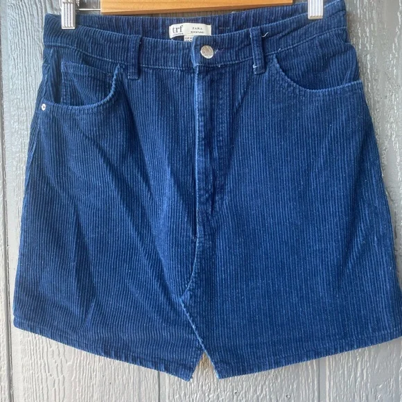 Zara Navy Corduroy Skirt - Picture 1 of 4